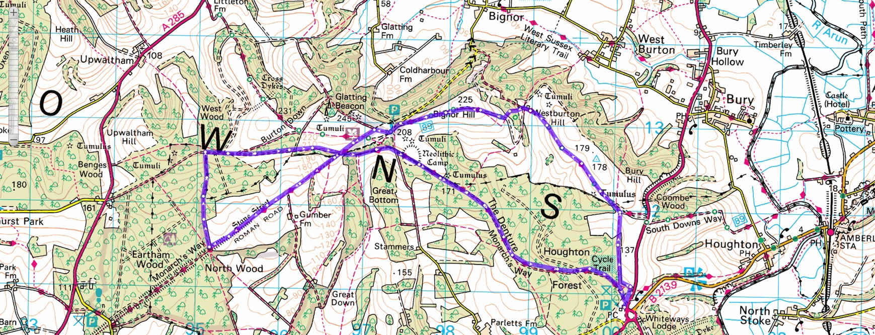 stane-street-south-downs-historic-walking-route-map